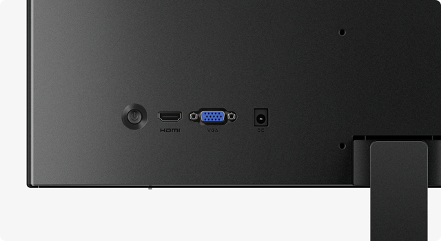 جزئیات پشت مانیتور Xiaomi A22i و درگاههای HDMI، VGA و ورودی برق DC
