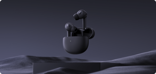 نمای کامل گوشی‌ها و کیس مشکی Xiaomi Buds 3T Pro مدل M2115E1
