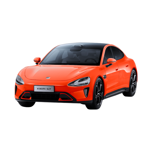 نمای کامل ماکت شیائومی SU7 مقیاس ۱:۱۸ در رنگ نارنجی Lava Orange