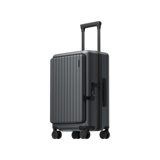 نمای کامل سه‌رخ چمدان شیائومی Xiaomi Front Pocket Carry-on Luggage 20 اینچ، خاکستری تیره
