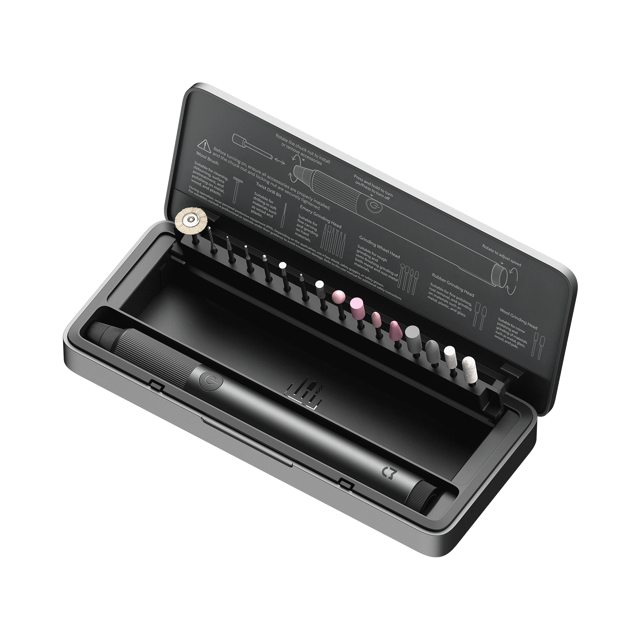 نمای کامل جعبه باز، فرز قلمی و سری‌های Mijia Rotary Tool Kit مدل MJDMB001QW