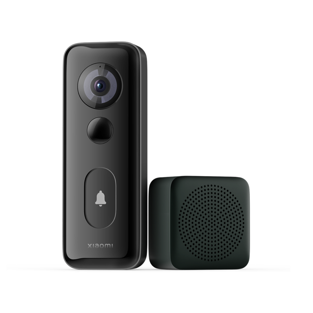 نمای کامل زنگ در Xiaomi Smart Doorbell 3S مدل MJML07-FJ و زنگ داخلی همراه