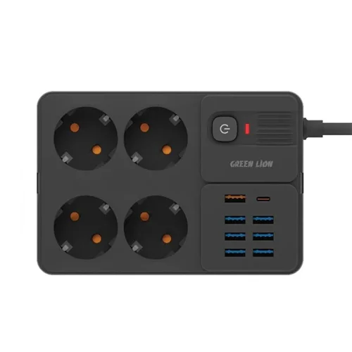 پاور سوکت (چندراهی) گرین لاین با 8 پورت Green Lion Power Socket7 USB-A Port & 1 PD Port GNPS7UPDEUBK اصل