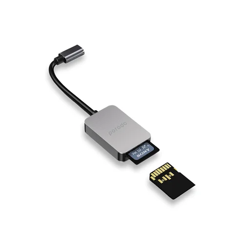 کارت خوان USB-C پرودو با اسلات SD و MicroSD - مدل Porodo 2in1 USB-C Card Reader SD MicroSD - Grey (PD-21CGR-GY)