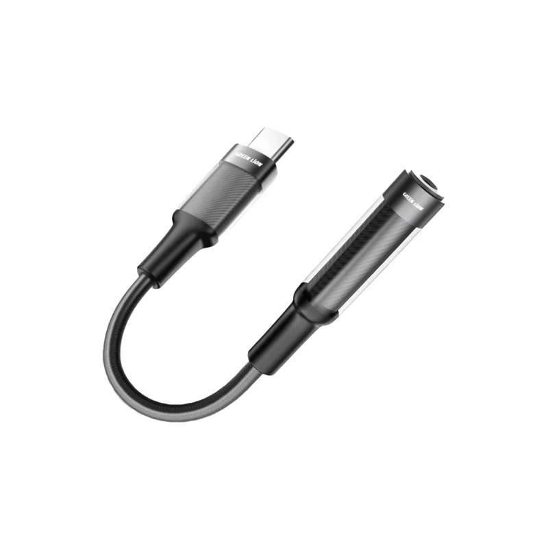 تبدیل USB-C به AUX 3.5mm گرین لاین Green Lion Earphone Adapter (12cm) USB-C to 3.5 Audio Jack GNEARADCTAUXBK اصل