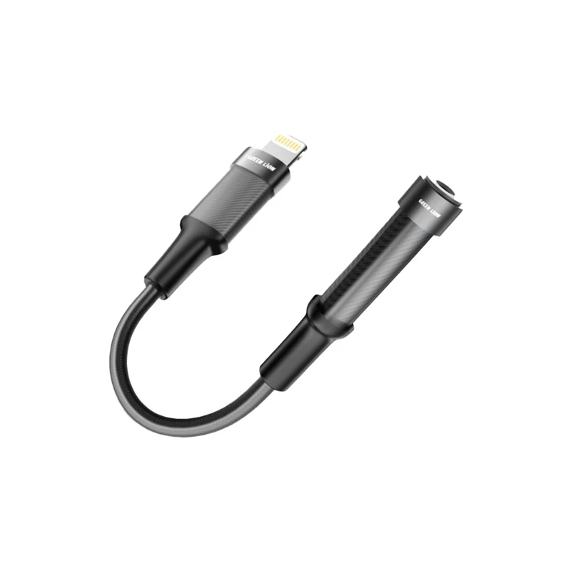تبدیل لایتنینگ به AUX 3.5mm گرین لاین Green Lion Earphone Adapter (12cm) Lightning To 3.5 Audio jack GNEARADLTAUXBK اصل