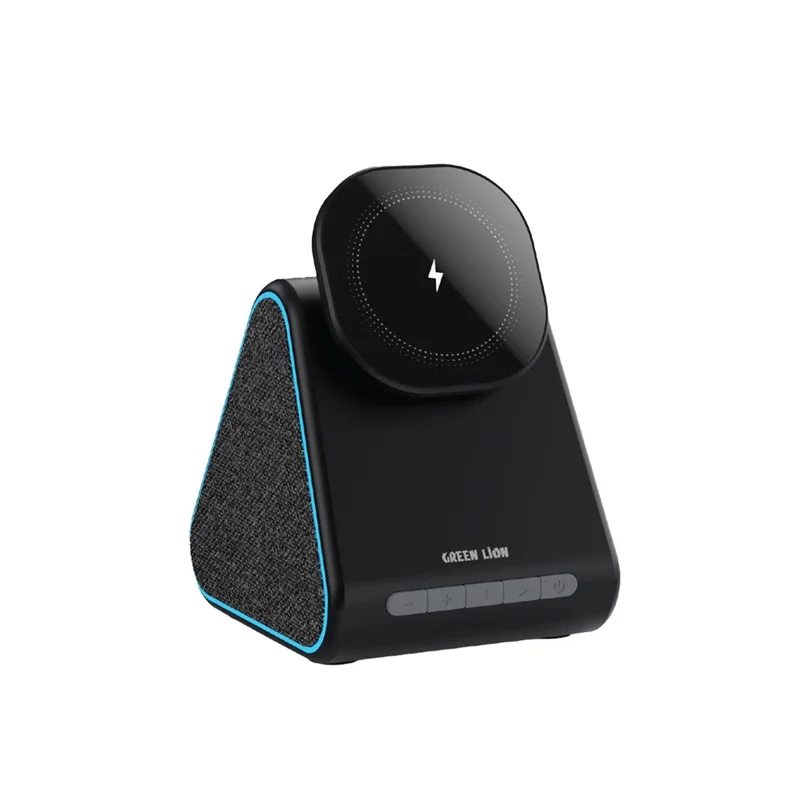 اسپیکر و استند شارژر وایرلس گوشی Mag Trio گرین لاین Green Lion Mag Trio Speaker, Charger, Phone Stand GNMGT15WSPBK اصل