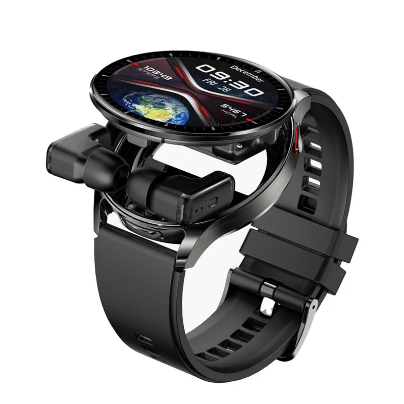 ساعت هوشمند پرودو پالس با بند چرمی مشکی و ایربادز مدل Porodo Pulse Smart Watch Black dial with Earbuds and Black Leather Band (PD-PULSE-BK)