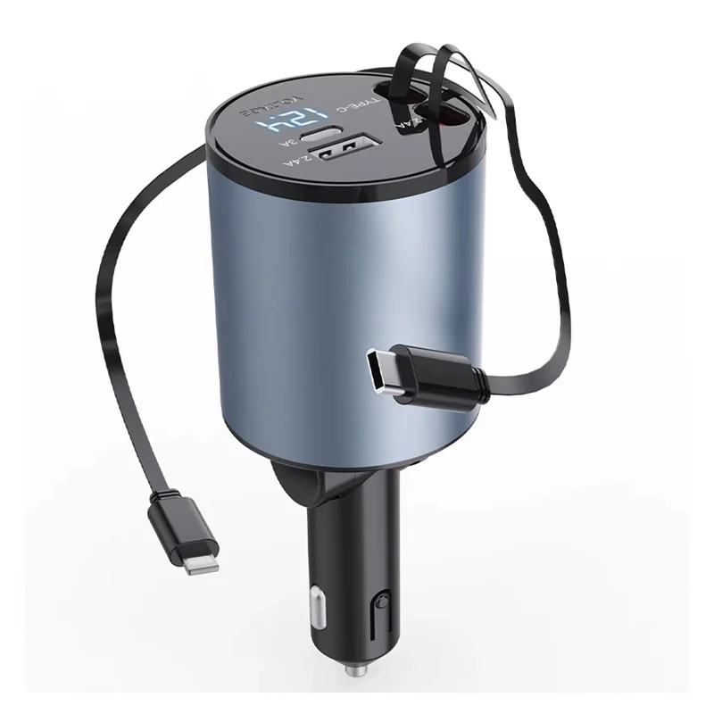 شارژر فندکی 4 در 1 خودرو گرین لاین Green Lion 4 In 1 Car Charger With Retractable Cable GN4IN1CARCGY اصل