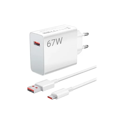 آداپتور شارژر 67w واتی شیائومی همراه کابل اورجینال Xiaomi 67W Charging Combo (Type-A) european version