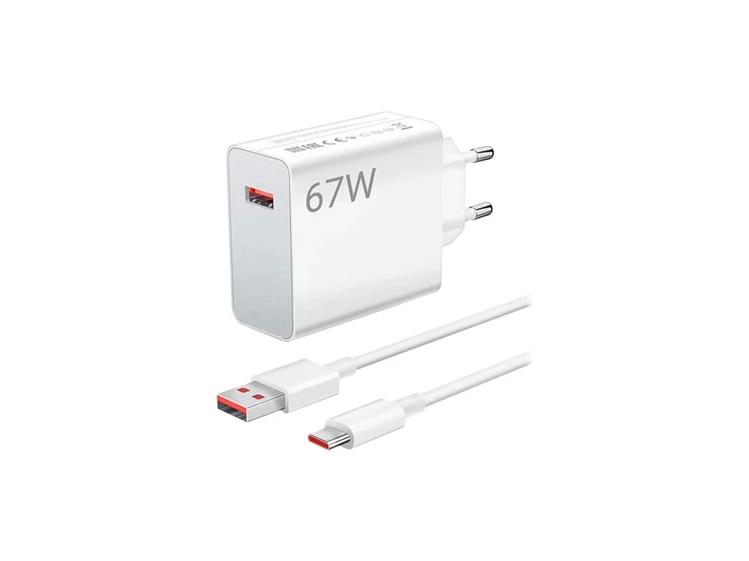آداپتور شارژر 67w واتی شیائومی همراه کابل اورجینال Xiaomi 67W Charging Combo (Type-A) european version