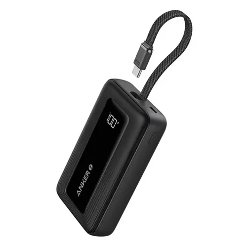 پاوربانک کابل دار انکر 10000 میلی آمپر A1688H11 مدل Anker Zolo Powerbank 10000mAh 30W Power Bank Portable Charger with Built-in USB C Cable A1688H11 اورجینال با بارکد اصلی