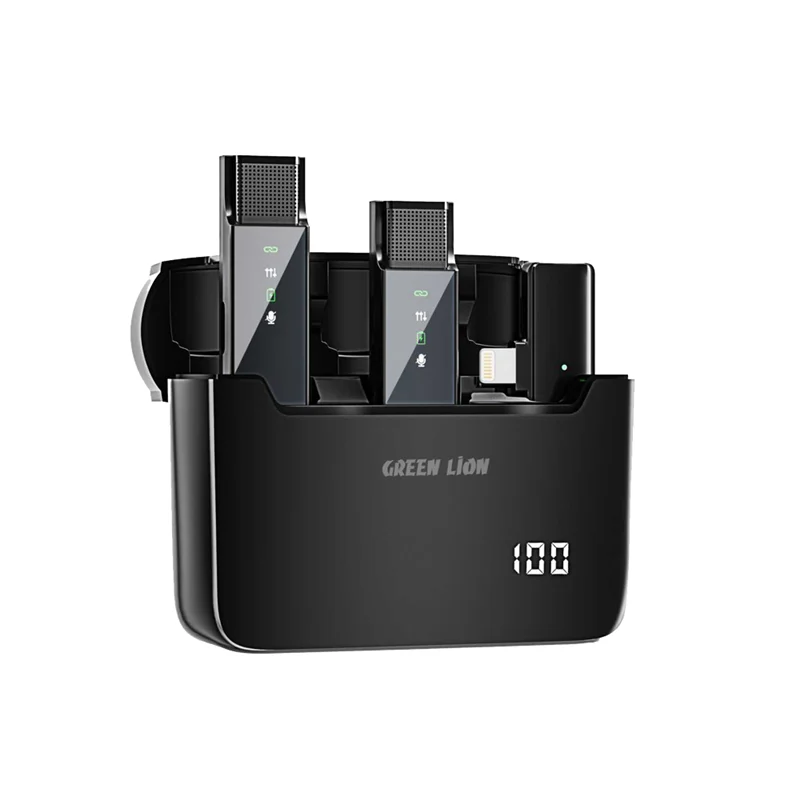 میکروفون دیجیتال 2 در 1 با نمایشگر (کانکتور Lightning) گرین لاین Green Lion 2 in 1 Digital Display Microphone (Lightning Connector) GN2IN1DDMLTBK اصل